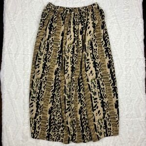 Vintage EKLOZ Leopard‎ Print Maxi Skirt Elastic Waist Midi Skirt L